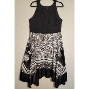 Scarlett Women's‎ Formal Dress Black White Handkerchie Hem Sz 16 Sleeveless 0598